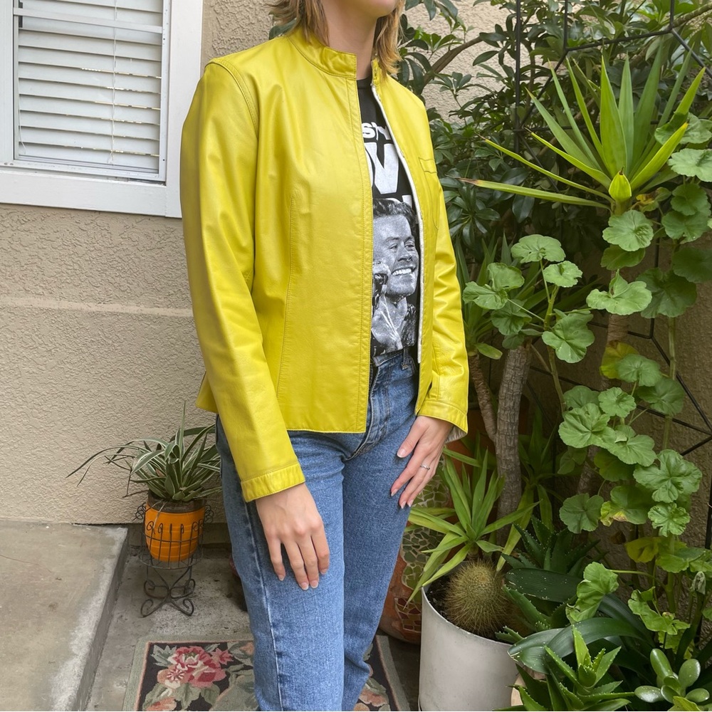 Vintage yellow mastered Nine West leather jacket